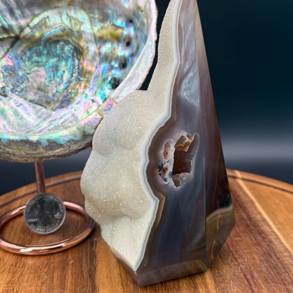 Agate Chalcedony Druzy Diamond Power Point Tower Crystal Geode - Picture 2 of 8